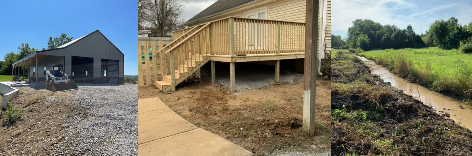 deck, trench and pole barn